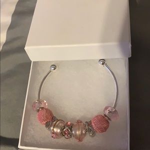 Breast cancer pink cuff bracelet
